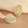 Wholesale Geometric Stainless Steel Electroplated Epoxy Shell Oil Drop Conch Starfish Earrings For Women