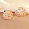 Wholesale Geometric Stainless Steel Electroplated Epoxy Shell Oil Drop Conch Starfish Earrings For Women
