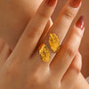 Wholesale Geometric Stainless Steel Electroplated Exaggerated Heavy Feather Opening Ring For Women