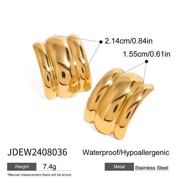 Wholesale Geometric Stainless Steel Electroplated Fashion Simple Smooth Concaveconvex Earrings Trend Jewelry