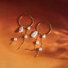 Wholesale Geometric Stainless Steel Electroplated Faux Pearl Tassel Hoop Earrings For Women