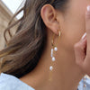 Wholesale Geometric Stainless Steel Electroplated Faux Pearl Tassel Hoop Earrings For Women