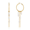 Wholesale Geometric Stainless Steel Electroplated Faux Pearl Tassel Hoop Earrings For Women
