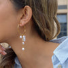 Wholesale Geometric Stainless Steel Electroplated Faux Pearl Tassel Hoop Earrings For Women