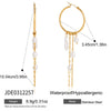 Wholesale Geometric Stainless Steel Electroplated Faux Pearl Tassel Hoop Earrings For Women