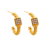 Wholesale Geometric Stainless Steel Electroplated Ferris Wheel Twist Cshaped Zircon Earrings For Women