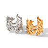 Wholesale Geometric Stainless Steel Electroplated Hollow Leaf Ring For Women Fashion Accessory