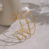Wholesale Geometric Stainless Steel Electroplated Hollow Open Bracelet With Lines Inlaid With Zircon