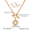 Wholesale Geometric Stainless Steel Electroplated Hollow Openstyle Necklace For Women With White Shell Inlay
