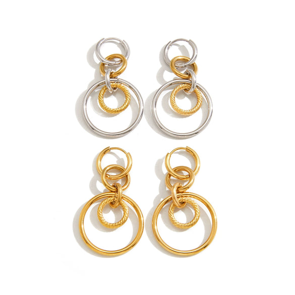 Wholesale Geometric Stainless Steel Electroplated Hoop Earrings For Women