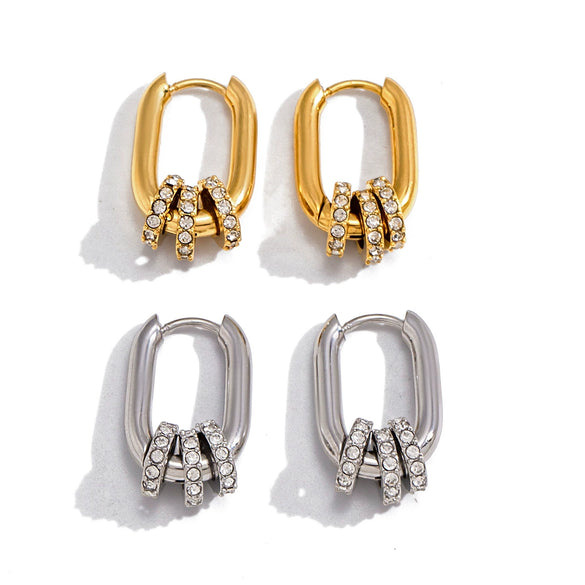Wholesale Geometric Stainless Steel Electroplated Hoop Earrings For Women