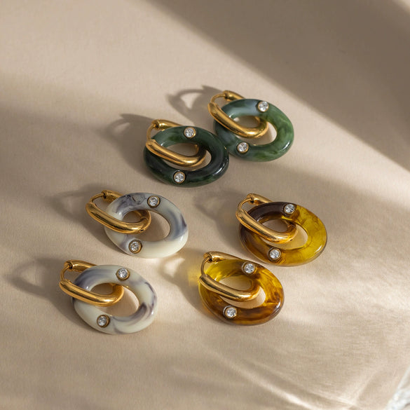 Wholesale Geometric Stainless Steel Electroplated Hoop Earrings For Women