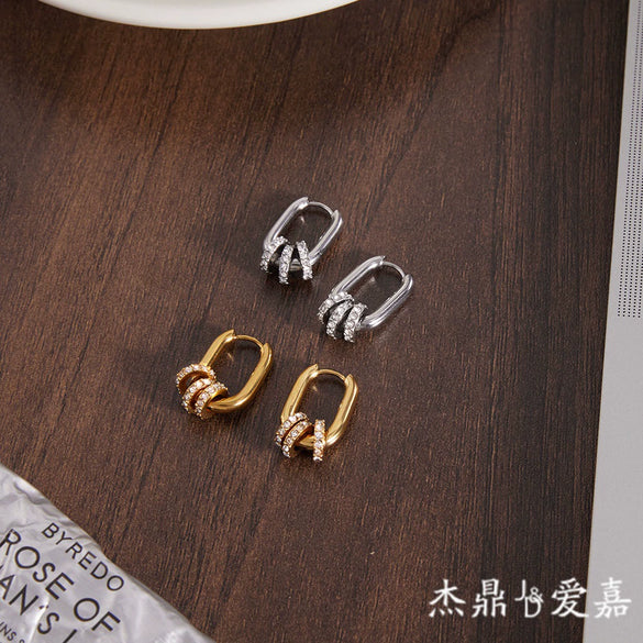 Wholesale Geometric Stainless Steel Electroplated Hoop Earrings For Women