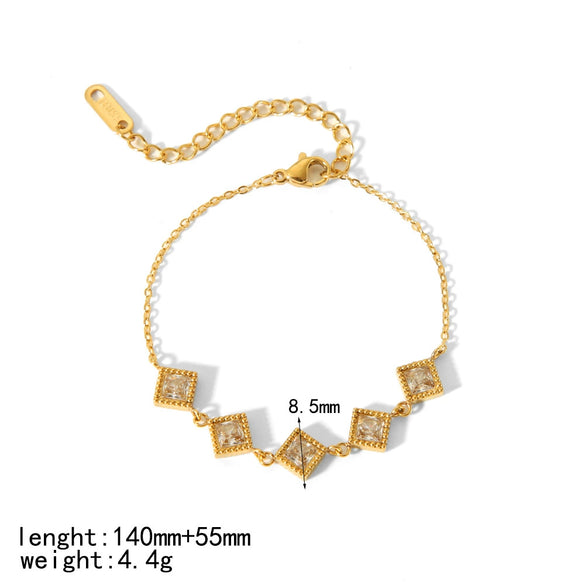 Wholesale Geometric Stainless Steel Electroplated Inlaid Zircon Bracelet For Women