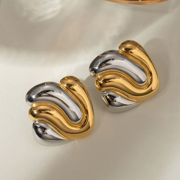Wholesale Geometric Stainless Steel Electroplated Irregular Concaveconvex Women's Earrings