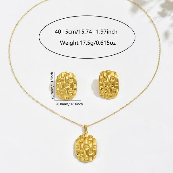 Wholesale Geometric Stainless Steel Electroplated Jewelry Set For Women Necklaces And Earrings