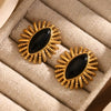 Wholesale Geometric Stainless Steel Electroplated 18K Gold Black Onyx Eyes Earrings For Women