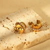 Wholesale Geometric Stainless Steel Electroplated 18K Gold Cshaped Earrings For Women