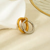 Wholesale Geometric Stainless Steel Electroplated 18K Gold Doublelayered Stacking Rings Jewelry For Women