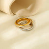 Wholesale Geometric Stainless Steel Electroplated 18K Gold Doublelayered Stacking Rings Jewelry For Women
