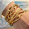 Wholesale Geometric Stainless Steel Electroplated 18K Gold Heart Chain Bracelets Jewelry Accessories