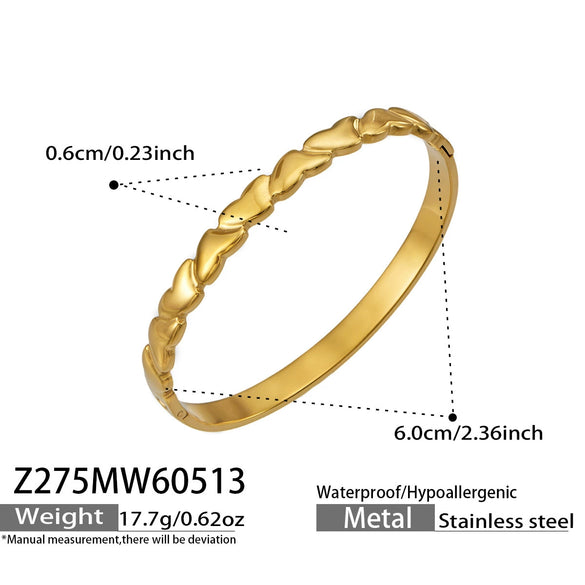 Wholesale Geometric Stainless Steel Electroplated 18K Gold Heart Chain Bracelets Jewelry Accessories