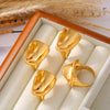 Wholesale Geometric Stainless Steel Electroplated 18K Gold Threedimensional Ring For Women