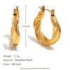 Wholesale Geometric Stainless Steel Electroplated 18K Gold Twisted Round Earrings For Women