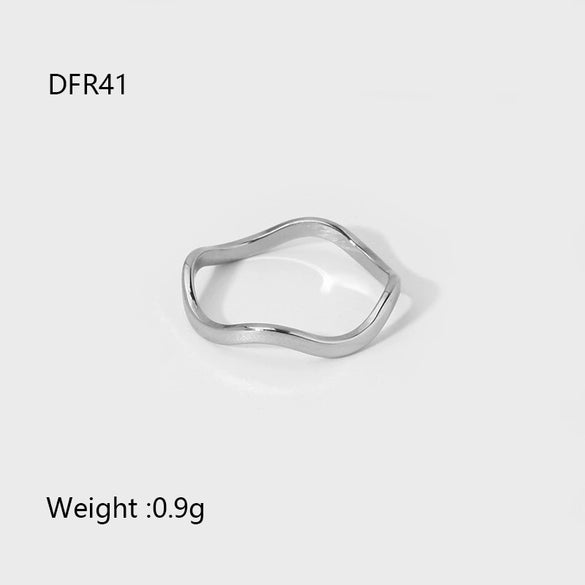 Wholesale Geometric Stainless Steel Electroplated 18K Gold Wavy Tail Overlapping Ring For Women