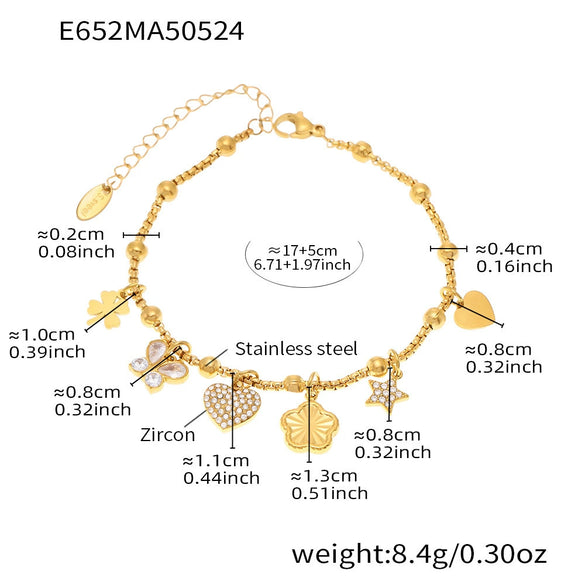 Wholesale Geometric Stainless Steel Electroplated 18K Real Gold 5A Zircon Diy Bracelet Anklet Jewelry For Women