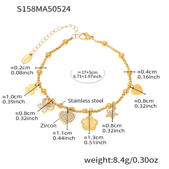 Wholesale Geometric Stainless Steel Electroplated 18K Real Gold 5A Zircon Diy Bracelet Anklet Jewelry For Women