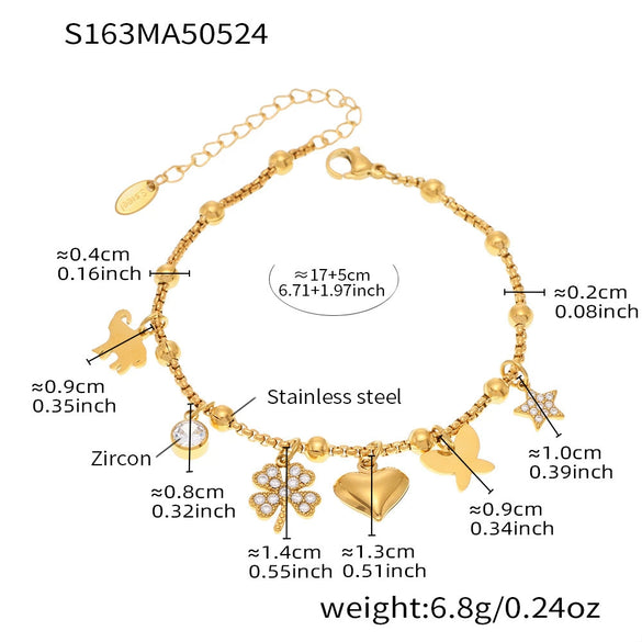 Wholesale Geometric Stainless Steel Electroplated 18K Real Gold 5A Zircon Diy Bracelet Anklet Jewelry For Women