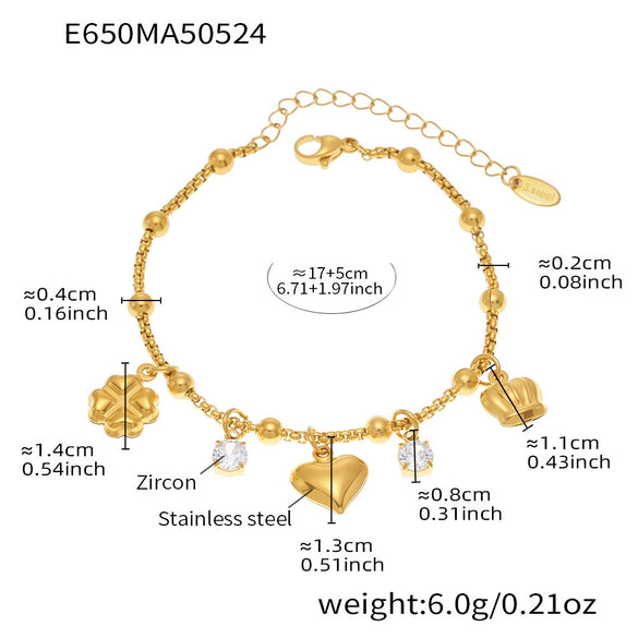 Wholesale Geometric Stainless Steel Electroplated 18K Real Gold 5A Zircon Diy Bracelet Anklet Jewelry For Women