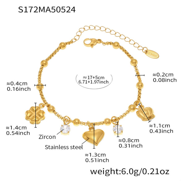 Wholesale Geometric Stainless Steel Electroplated 18K Real Gold 5A Zircon Diy Bracelet Anklet Jewelry For Women