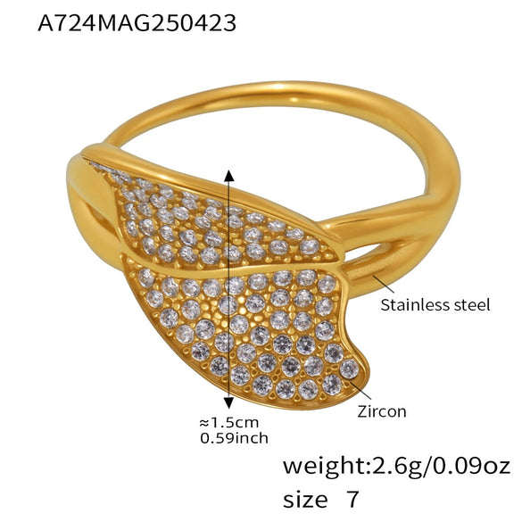 Wholesale Geometric Stainless Steel Electroplated Open Finger Ring For Women