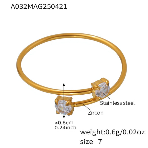 Wholesale Geometric Stainless Steel Electroplated Open Finger Ring For Women