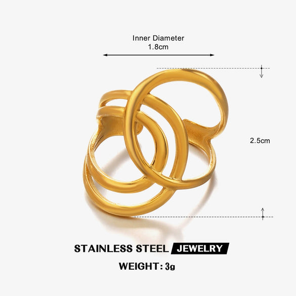 Wholesale Geometric Stainless Steel Electroplated Open Ring For Women