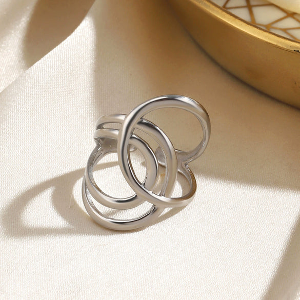 Wholesale Geometric Stainless Steel Electroplated Open Ring For Women