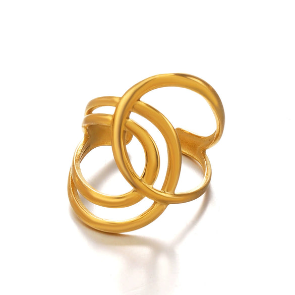 Wholesale Geometric Stainless Steel Electroplated Open Ring For Women