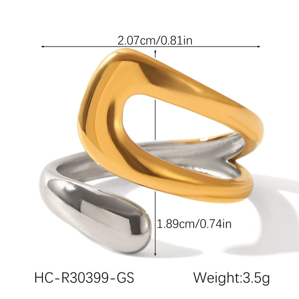 Wholesale Geometric Stainless Steel Electroplated Open Rings For Women