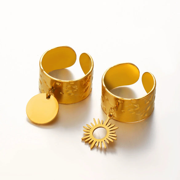 Wholesale Geometric Stainless Steel Electroplated Ring For Women