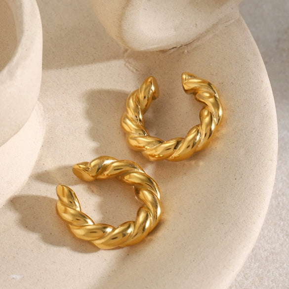 Wholesale Geometric Stainless Steel Electroplated Round Ear Clips For Women