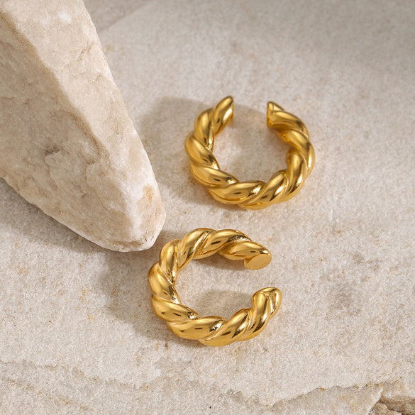 Wholesale Geometric Stainless Steel Electroplated Round Ear Clips For Women
