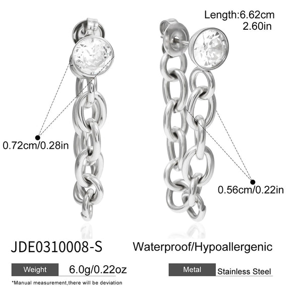Wholesale Geometric Stainless Steel Electroplated Tassel Earrings For Women