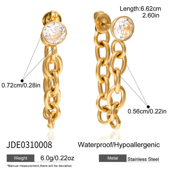 Wholesale Geometric Stainless Steel Electroplated Tassel Earrings For Women