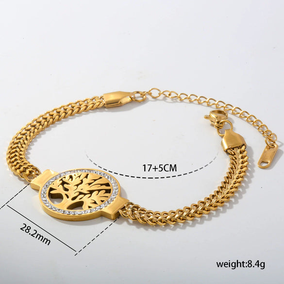 Wholesale Geometric Stainless Steel Electroplated Tree Of Life Bracelet For Women