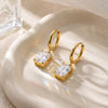 Wholesale Geometric Stainless Steel Electroplated Unisex Earrings With Square Pendant And Circle Design