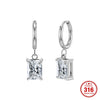 Wholesale Geometric Stainless Steel Electroplated Unisex Earrings With Square Pendant And Circle Design