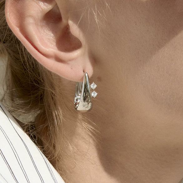 Wholesale Geometric Stainless Steel Electroplated Ushaped Zircon Earrings For Women
