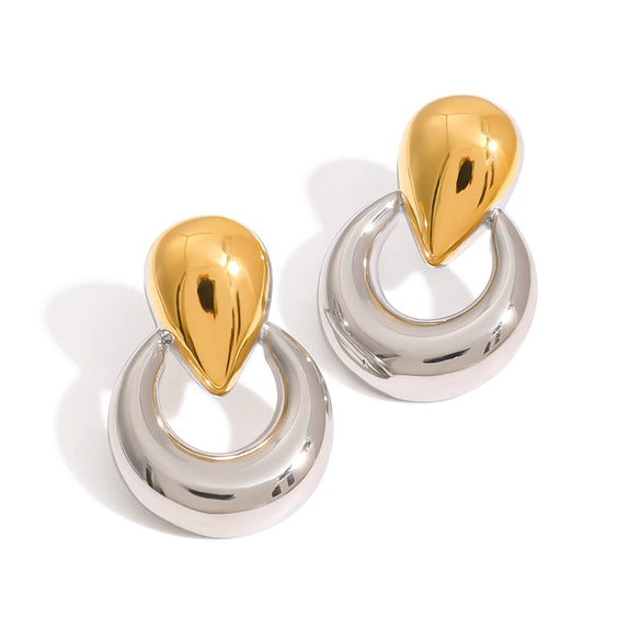 Wholesale Geometric Stainless Steel Electroplated Water Drop Earrings For Women